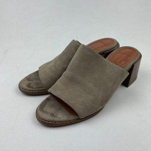 Aquatalia Jayne Suede Block Heel Open Toe Mule Sandals